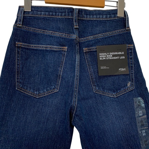 Silver Jeans Womens 25 Blue Highly Desirable High Rise Slim Straight Leg Dark - Picture 4 of 7